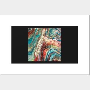 Color Carnival Paint Pour - Paint Pour Art - Unique and Vibrant Modern Home Decor for enhancing the living room, bedroom, dorm room, office or interior. Digitally manipulated acrylic painting. Posters and Art